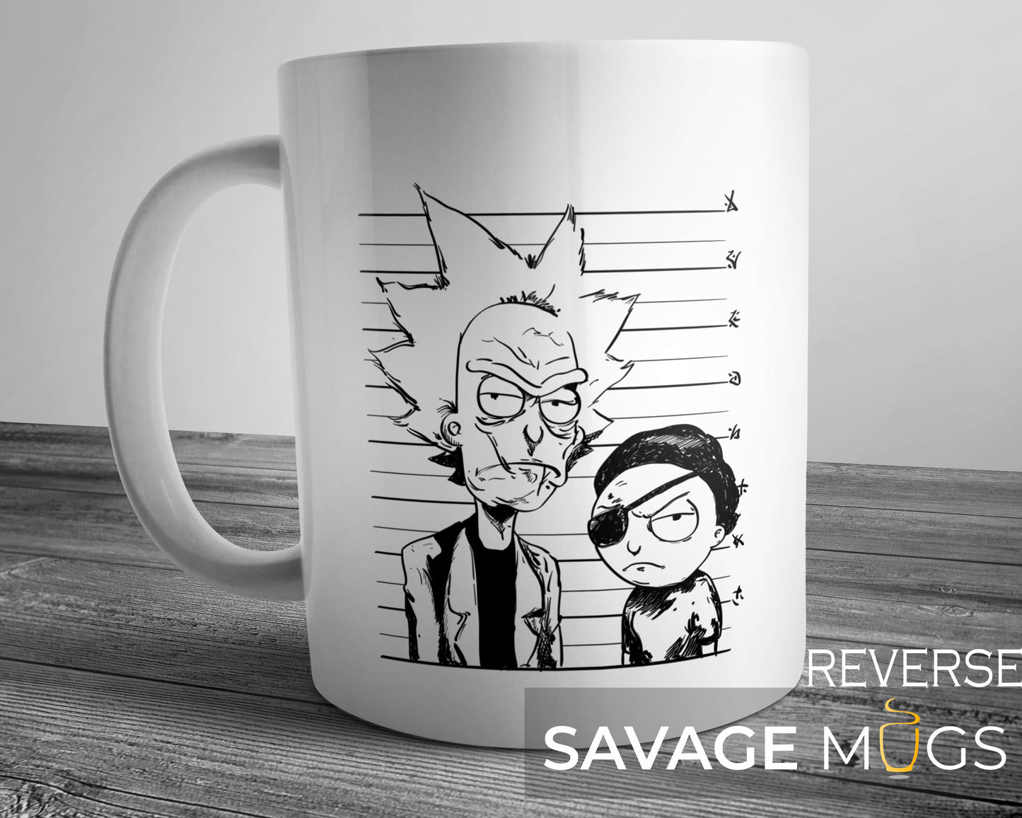 Rick and Morty Cartoon Mugshot Mug