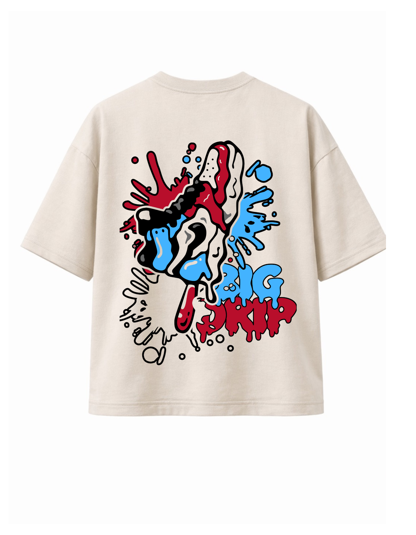 Beige heavyweight boxy T-shirt with Sneaker Freak graffiti drip text design