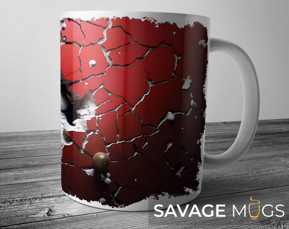 3D Santa Claus Breaking Wall Mug