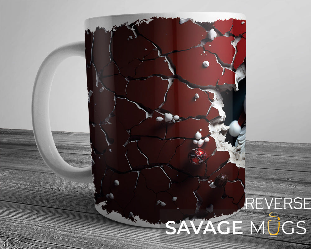 3D Santa Claus Breaking Wall Mug