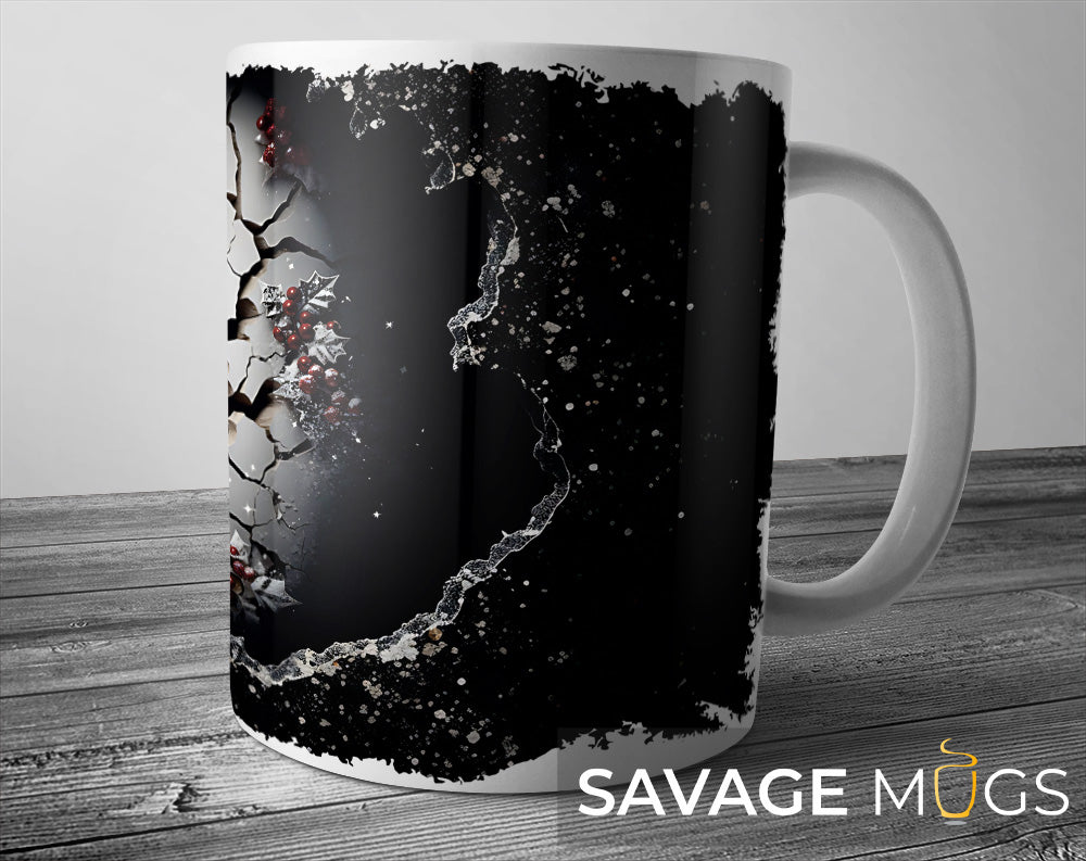 3D Santa Cracked Wall Holiday Mug