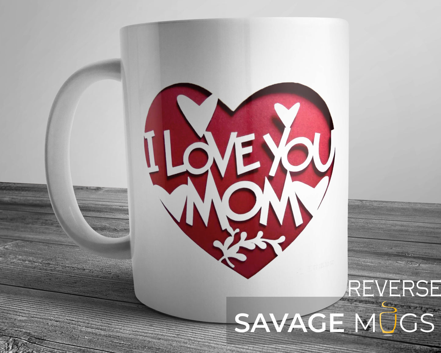 I Love You Mom Heart Mug