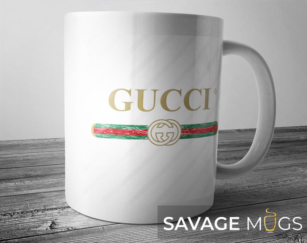 Luxury GUCCI Designer Inspired Stripe Logo Mug