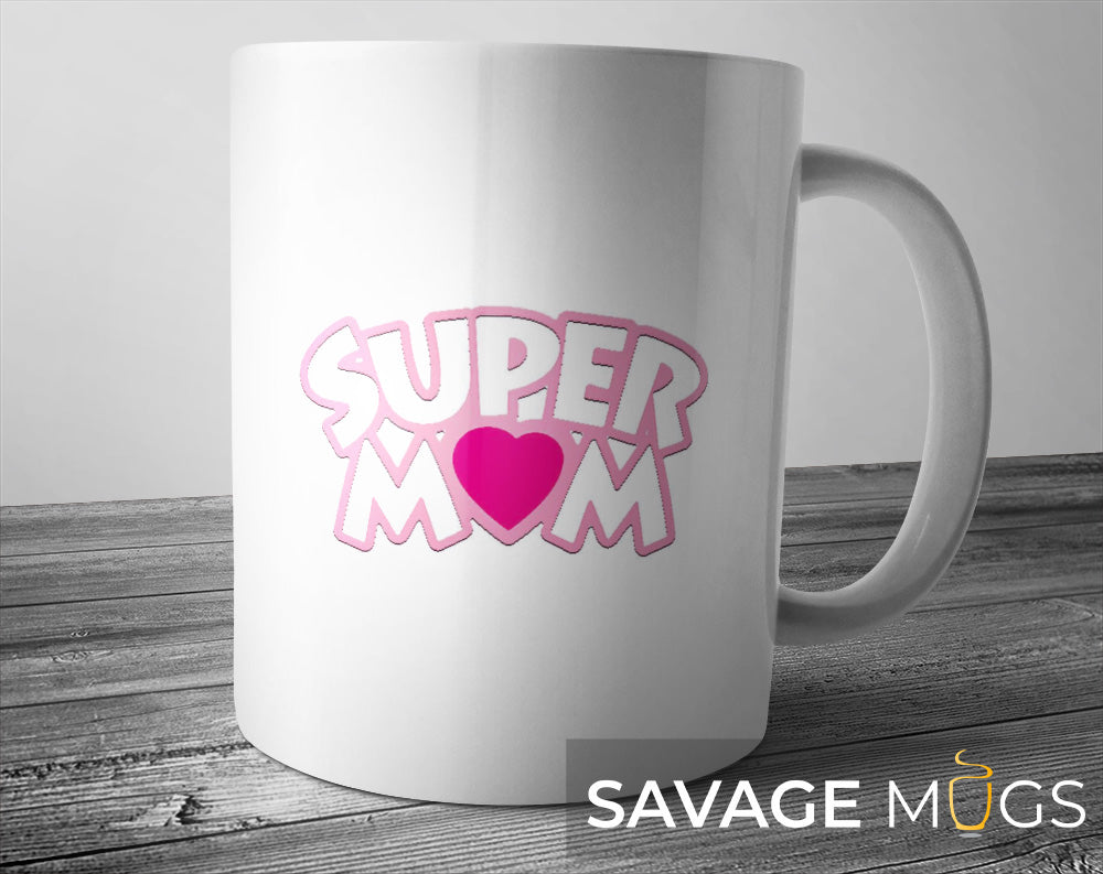 Super Mom Heart Mug
