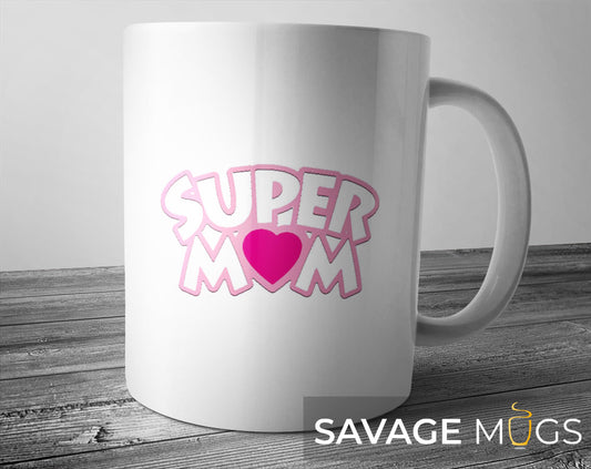 Super Mom Heart Mug