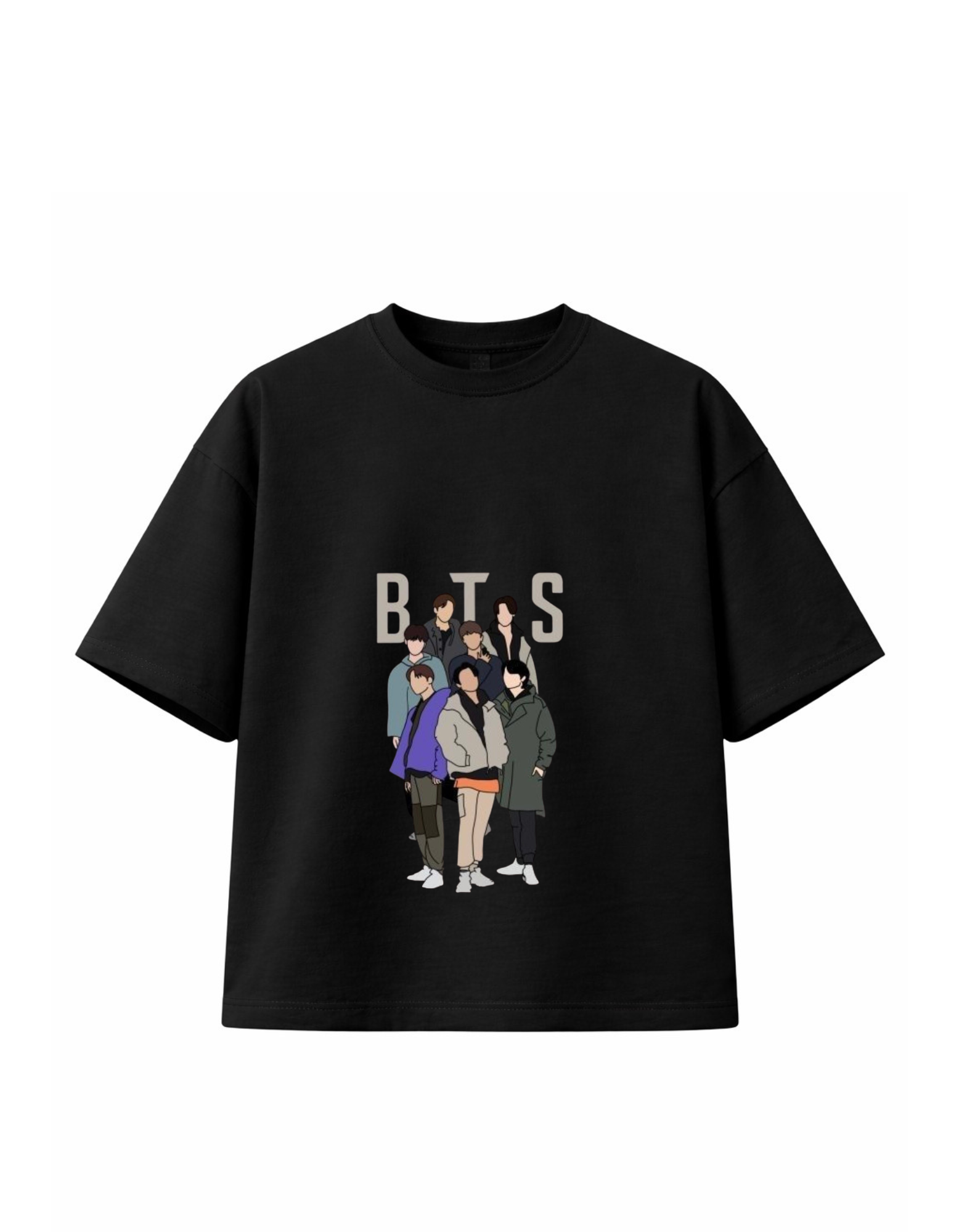 Black heavyweight boxy T-shirt with BTS group graphic design