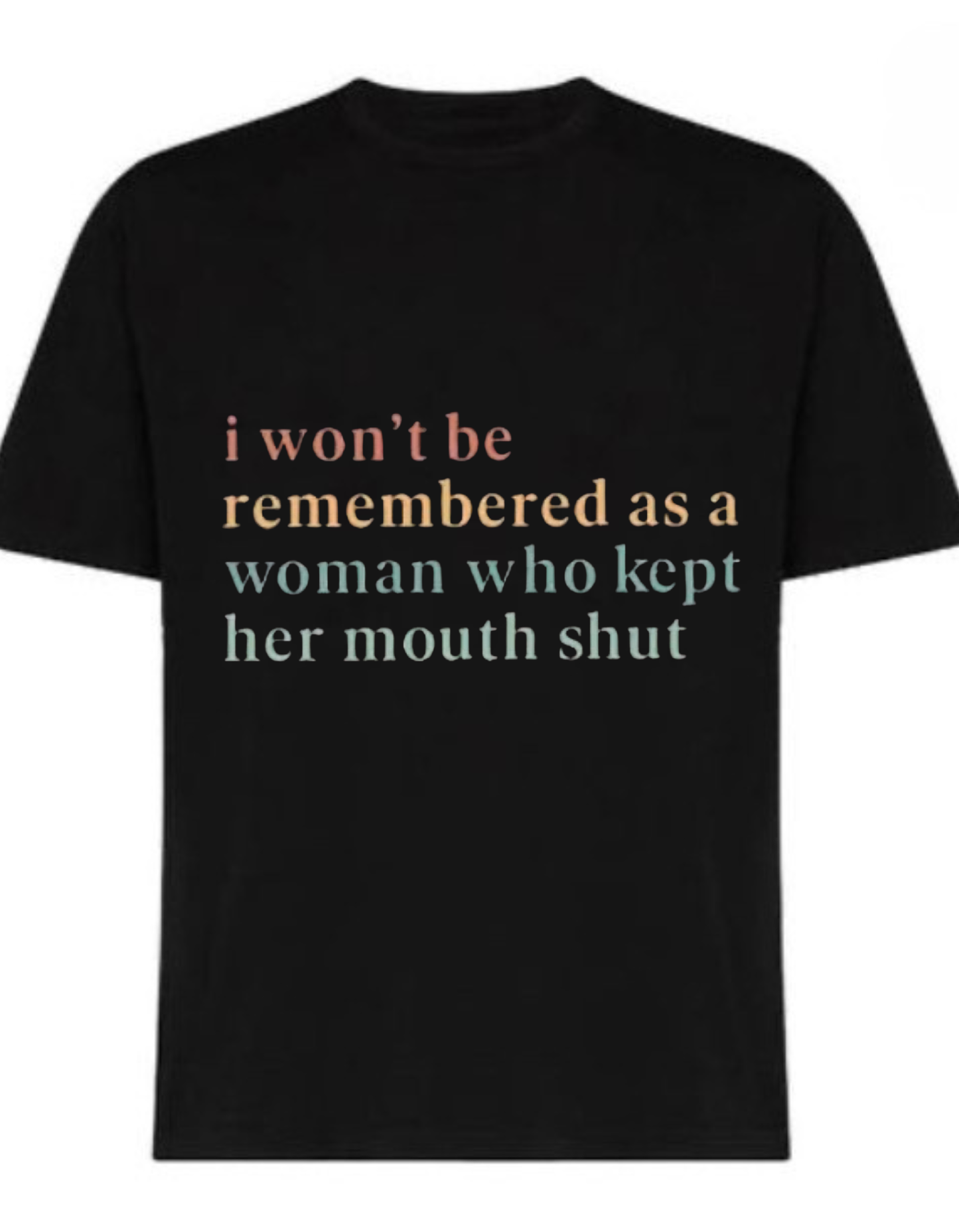 Black 180 GSM cotton t-shirt with empowering quote design for women