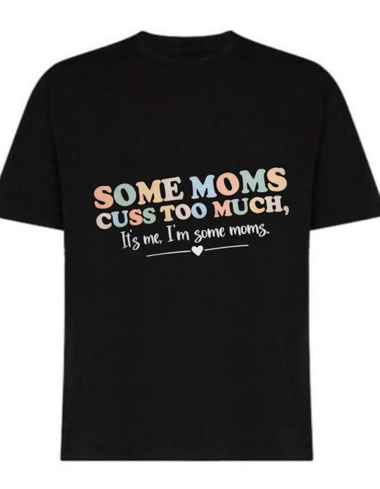 Black 180 GSM cotton t-shirt with funny mom quote design