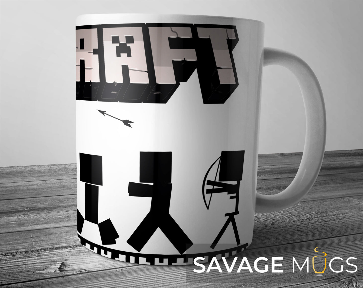 White ceramic mug with Minecraft inspired pixel gamer design and phrase Its Not A Phase