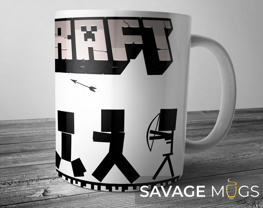 White ceramic mug with Minecraft inspired pixel gamer design and phrase Its Not A Phase